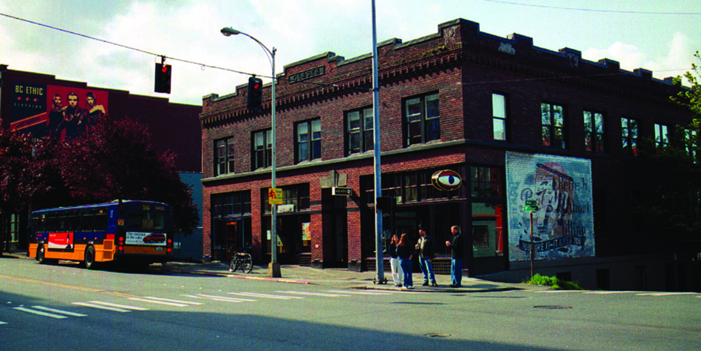 An outside view of a brick building